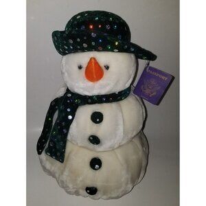 VTG Passport Plush Toys Snowman Stuffed Animal Decor Green Hat Scarf Christmas